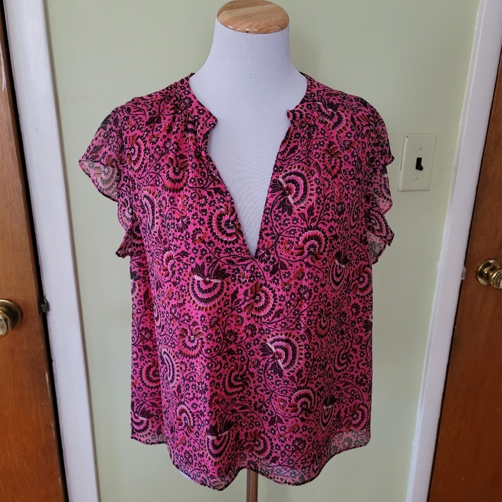 A.L.C. June Silk Blouse Pink Print Size S NWT